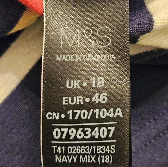 M&S Collection Gray Striped Cotton Blend Long Sleeve Scoop Neck Tunic UK… - Picture 8 of 9